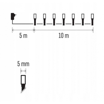 Lampki choinkowe 100LED 10m, 2 w 1 ciepła biel lub multikolor, czarny, 8 programów, IP44 EMOS (D4AH01)